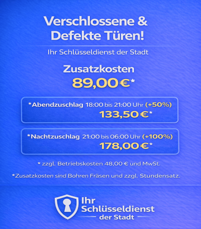 Stadt Schlüsseldienst zusatzkosten