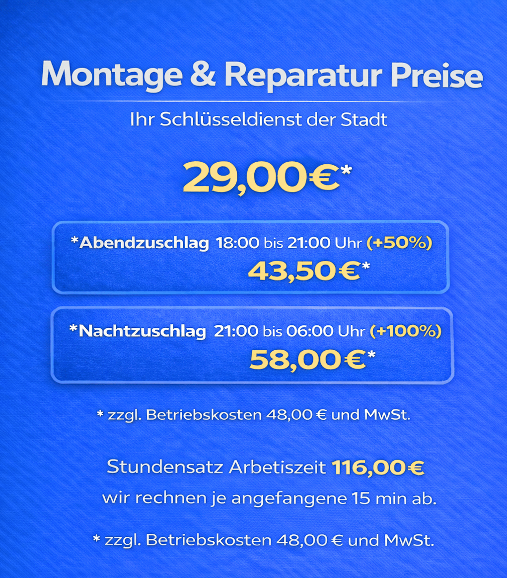 Stadt Schlüsseldienst Montage und Reparaturkosten